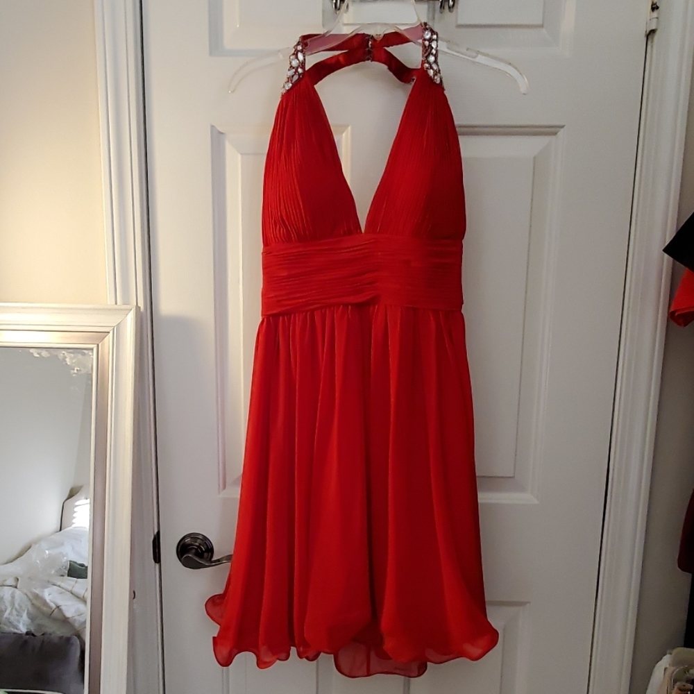 Red party dress